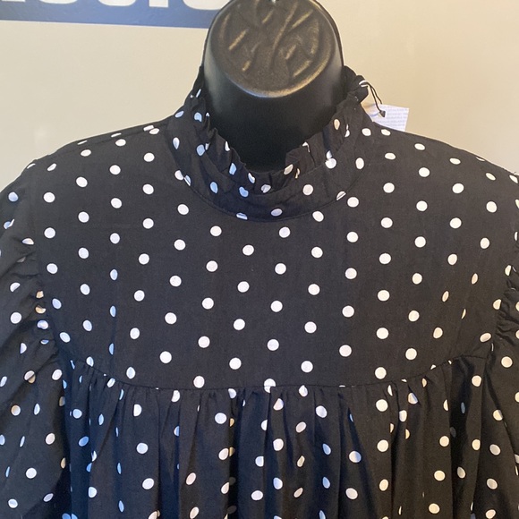 NWT PLUS PRINTED PUFF SLEEVE RUFFLE NECK SMOCK DRESS - Picture 2 of 15